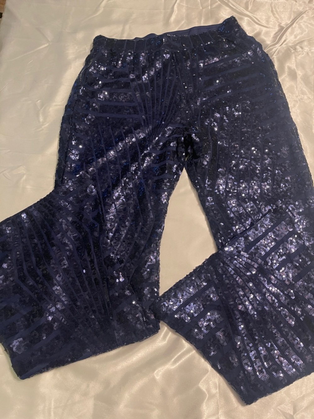 Navy Sequin Flare Pants